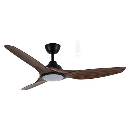 Impact DC 1320mm 3 ABS Blade WIFI & Remote Control Ceiling Fan with Variable Dim 20w CCT LED Light Matt Black/Walnut