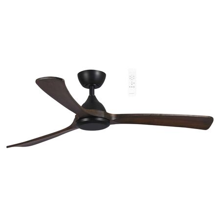 Norfolk DC 1220mm 3 Timber Blade  WIFI & Remote Control Ceiling Fan Only Matt Black/Walnut