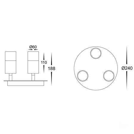 Tivah Titanium Aluminium 3 Light Round Plate