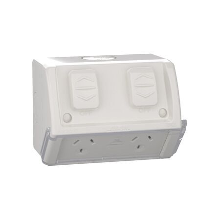 Weathershield
Socket
Twin, Flap, 10A, 250VAC, IP54 | Resistant Grey