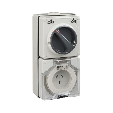 Clipsal - 56 Series, Switched Socket Outlet, 250V, 10A, 3 Flat Pin
Chemical Grey