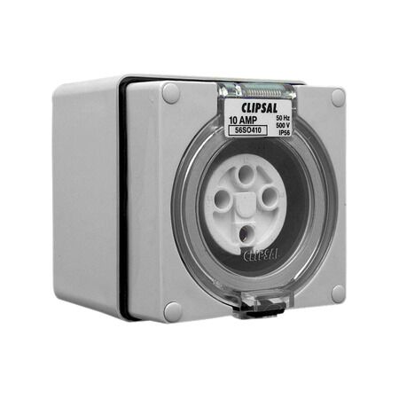 Clipsal - 56 Series, Surface Socket, IP66, 500V 10A - 4 Round Pins
Grey