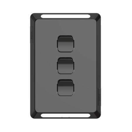 Pro Series, Switch Plate Skin, 3 Gang, Horizontal/Vertical Mount, Clip-On - Black