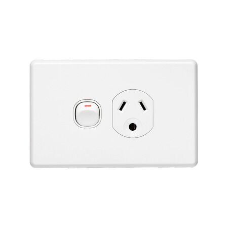 Classic C2000 Series, Single Switch Socket Outlet, Classic, 250V, 10A, Round Earth Pin - White Electric