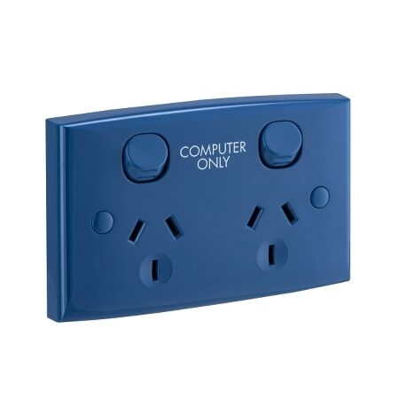 Standard Series, Switched Socket, Twin P/Prt "Comp Only" - Dark Blue