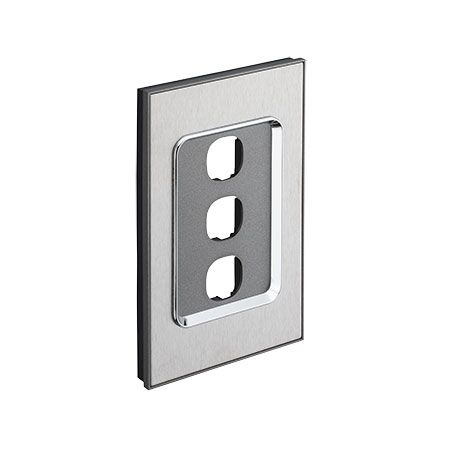 Saturn Series, Switch Grid Plate and Cover, 3 Gang, Vertical/Horizontal Mount - Horizon Silver