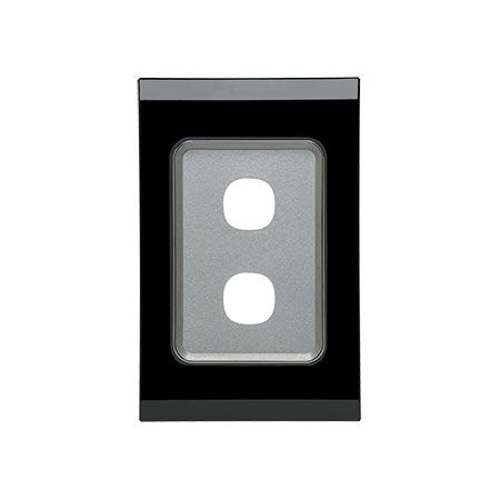 Saturn Series, Switch Grid Plate and Cover, 2 Gang, Vertical/Horizontal Mount - Espresso Black