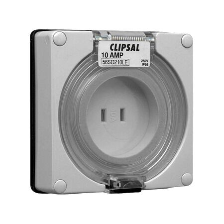 Clipsal - 56 Series, Socket Outlet, Surface 2 PIN 110V 10A Less Enclosure - Grey