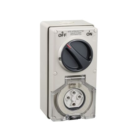 Clipsal - 56 Series, Socket Outlet Interlock Micro Switch, 20A, 4 Pin, 3P- 500V - Grey