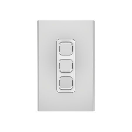 Clipsal Iconic, Styl Switch Plate Skin, Vertical/Horizontal, 3 Gang - Silver