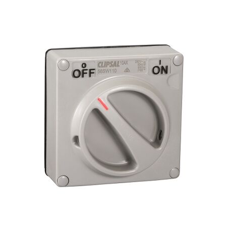 Clipsal - 56 Series, Surface Switch, PVC IP66 1 Gang 10A Less Enclosure - Chemical Grey