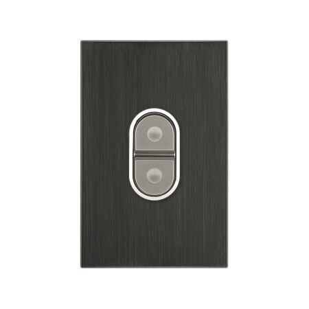 Saturn Series, Flush Switch, 1 Gang, 2 Pole, 415VAC, push-button - Espresso Black