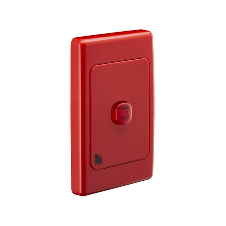 Medilec, Audible/Visual Alarm, 250VAC, 1 Gang, Vertical - Red