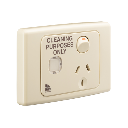 Medilec, Switched Socket Outlet, 250V, 10A, Cleaner Model, Circuit ID - Beige