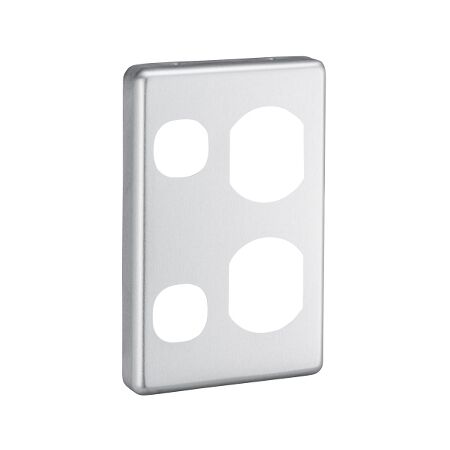 Classic C2000 Series, Socket Outlet Cover Plate, Vertical Mount, for Twin Vertical Switched Socket - Brushed Aluminium