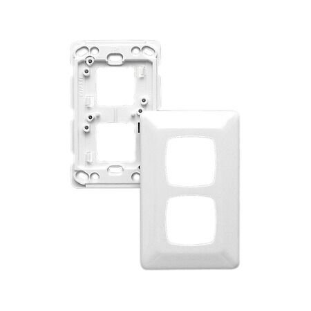 Prestige Series, Switch Grid Plate and Cover, 2 Gang, Standard Size, with 4 x 31J Screws - White Electric