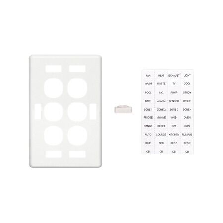 Classic C2000 Series, Switch Plate Cover, 6 Gang, Vertical Mount, with ID Window - White Electric