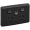 2000 Series, Twin Switch Socket Outlet, 250V, 10A, Removable Extra Switch - Black